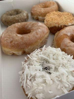 Coconut cake, original glazed, toasted coconut cake, blueberry cake