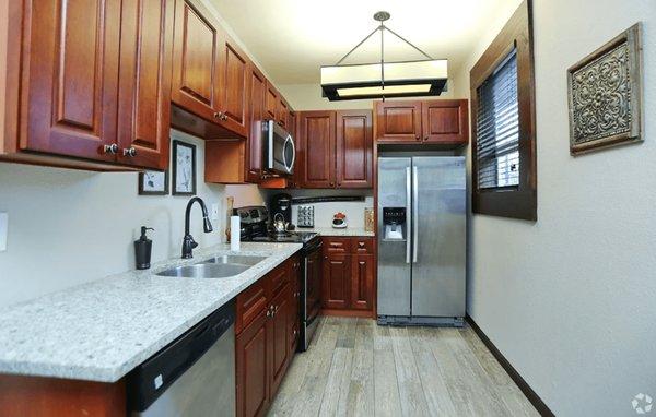 Sunset Park kitchen has stainless steel appliances