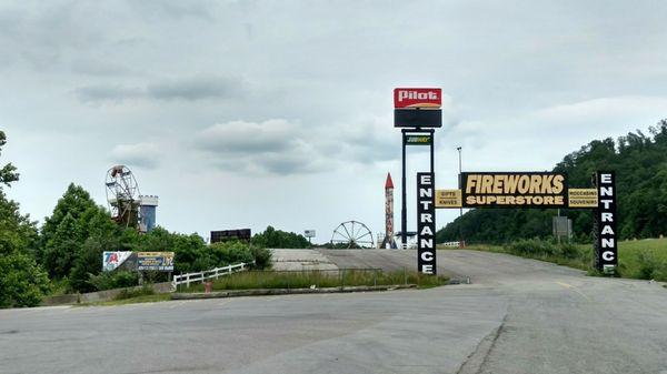 Out back are the leftovers of a local amusement park. More stuff is distributed about the region.