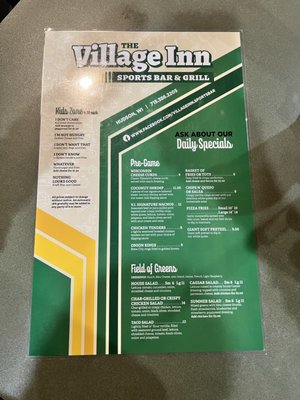 The Village Inn Sports Bar & Grill Menu - 2023