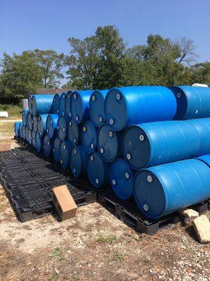 55 gallon plastic barrels, great for floating docks and so much more