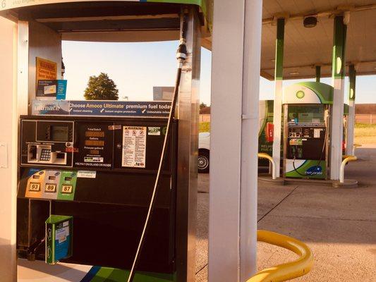 Card at the pump and the little stoppers that hold the gas pump for you to go hands free work!