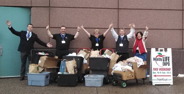 The MediaMAX Team collects food for Mom's and Neighbors food shelf - Thank you for bring donations for people in need