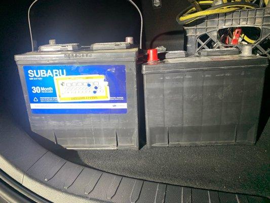 Subaru better that was in the car compared to the right new battery for the car