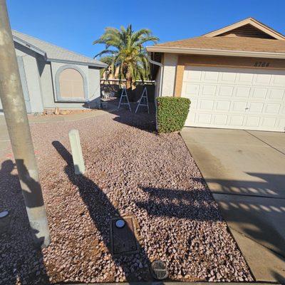 House with gutters and drain