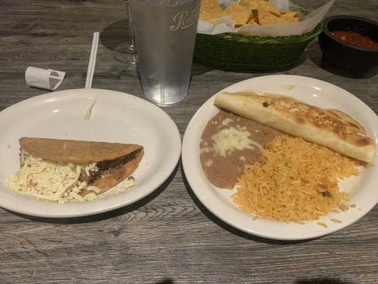 Taco and quesadilla combo