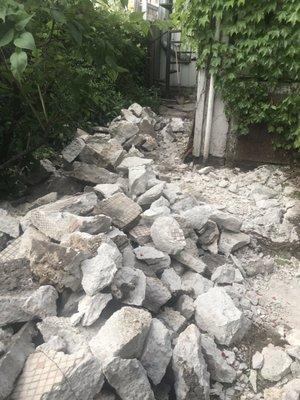 Backyard slab after demo, before removal.