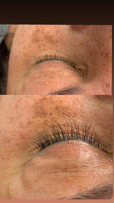 Eyelash extensions 
Before & after hybrid set