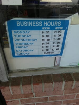 Hours of business