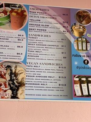 Sandwich menu.