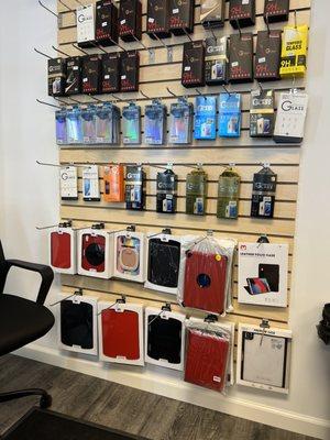 We have all phones tempered glass protector and all apple iPads cases!  Check it out.