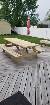 Standard picnic tables (benches attached)