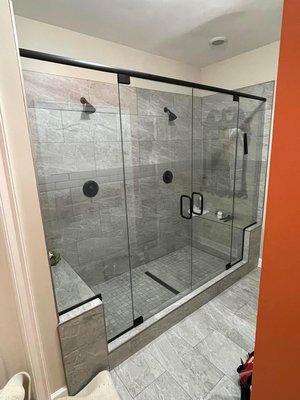 Double Door top and bottom pivot Shower Enclosure.