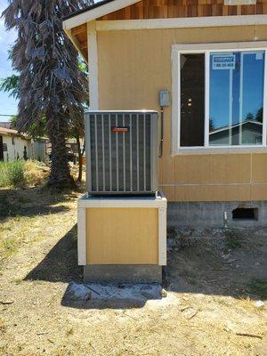 High EFFICIENCY Condenser Unit Installed elevated in Flooding Area.