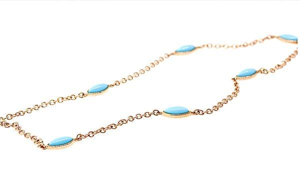 18Kt Rose Gold Diamond & Turquoise necklace