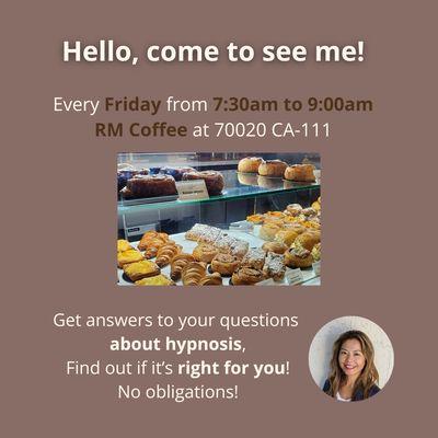 Are you curious about who the hypnotherapist is?
Come to see me, in public, I am a regular person!