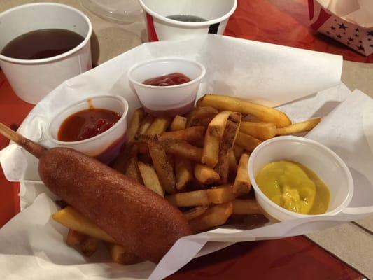 Corndog and fries