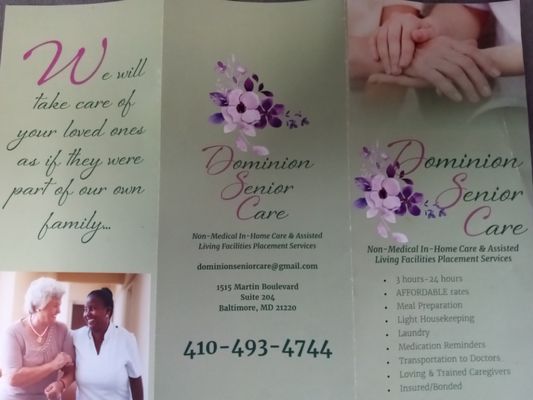 Dominion Senior Care Services. Call Now!