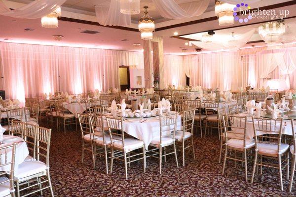 Asian Pearl Restaurant Sacramento Blush Uplighting | Brighten Up Event Lighting | Phuong Trinh Bridal Decor