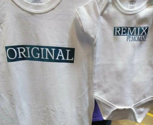 Custom design onesie and mom or dad shirt to match.