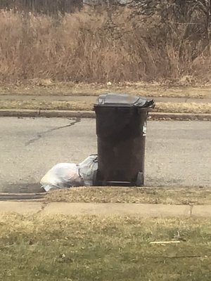 Overflowing trash that was supposed to be taken four days ago