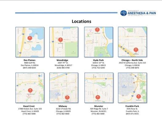 Eight convenient locations around the Chicago area