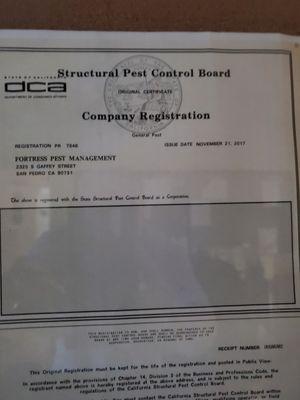 Licensed by the Structural Pest Control Board