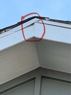 Improper flashing and warped eaves.