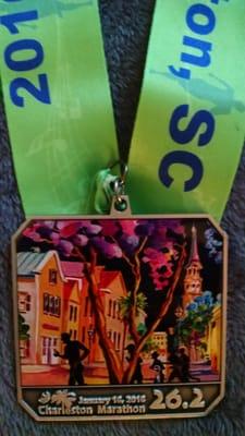 Charleston Marathon Finisher medal 2016.