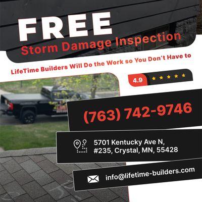 Book your free storm damage inspection today!