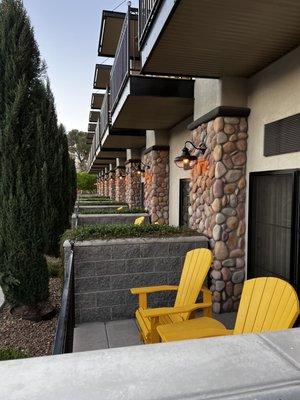 Adoptable yellow accents. Comfy chairs too!