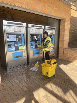 Keeping the floors clean at Marta.