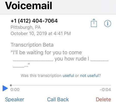 The threatening voicemail an employee left me.