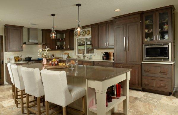 Custom Designed Kitchen with Large contrasting Island