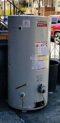 The water heater he left behind and did not dispose of. They left an elderly couple to get it out on their own.