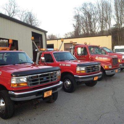 Fleet of tow trucks ready to help!