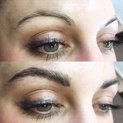 Before and directly after the first session of these sweat-proof, summer ready brows!