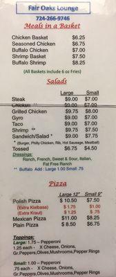 Basket Items, Salads, Pizza