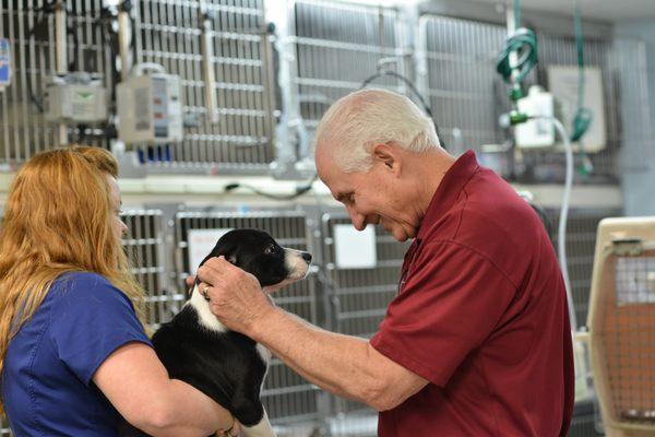 Dr. Mayfield Jr giving some TLC to a recovering patient