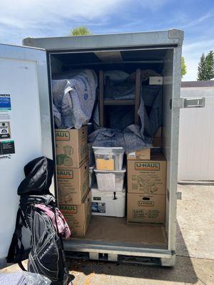 Loading a Uhaul u box.