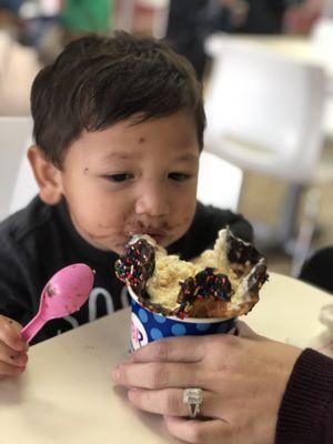 The kiddo loves him some ice cream! LOL