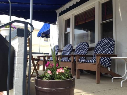 Our awning covered front porch is perfect for ocean breezes.