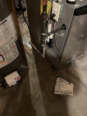 Water leaking all over my basement due to the use of a paper funnel instead of PVC pipe