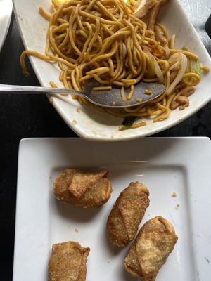 Cheese Mona's and chicken Lo mein.