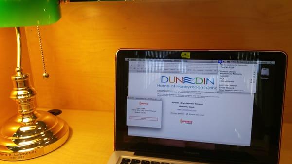 Sometimes computer will try to connect to Brighthouse but Wifi  is available under 'Dunedin library' or even LibraryWireless.