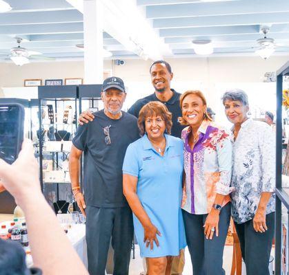 Wonderful family, brother Butch, my tall nephew, Lawrence, me, sister Robin Roberts and sister Sally-Ann Nabonne during store anniversary.