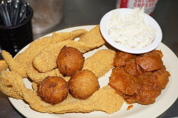 Fried catfish with hush puppies