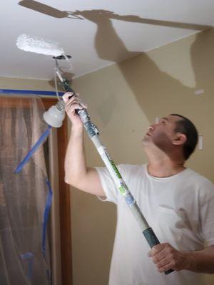 Last Step - Final coat of Super White ceiling paint