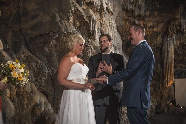 This was from a ceremony I officiated in an underground cavern!