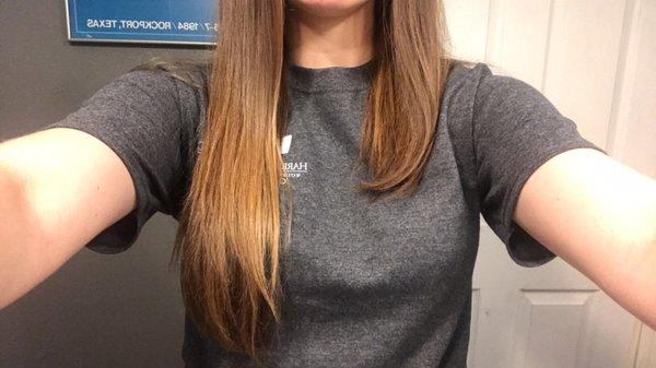 The difference between the shorter later and the longest piece of my hair. MY HAIR WAS TO MY BUTT